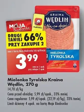 Biedronka Mielonka Tyrolska Kraina Wędlin, 270 g oferta