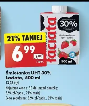 Biedronka Łaciata Śmietanka UHT 30% 500 ml oferta