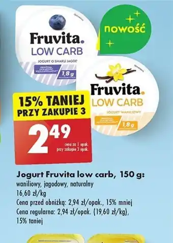 Biedronka Fruvita Jogurt low carb, 150 g oferta