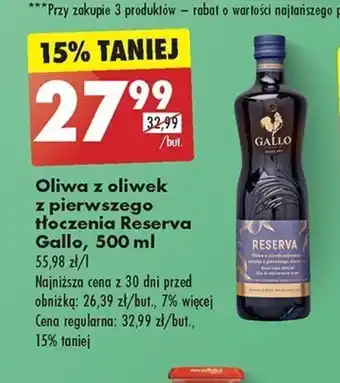 Biedronka Gallo Oliwa z oliwek z pierwszego tłoczenia Reserva 500 ml oferta