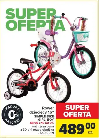 Carrefour Rower dziecięcy 16" SIMPLE BIKE oferta