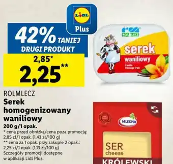 Lidl ROLMLECZ Serek homogenizowany waniliowy 200 g oferta