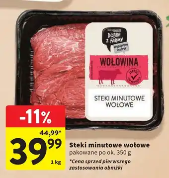 Intermarche Steki minutowe wołowe 1kg oferta