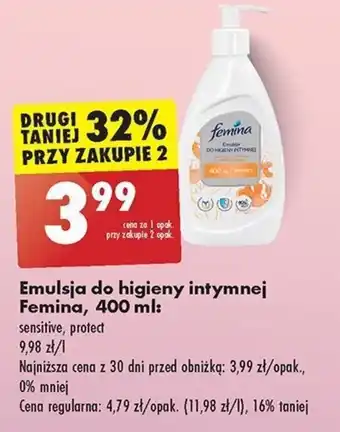 Biedronka Emulsja do higieny intymnej Femina, 400 ml oferta