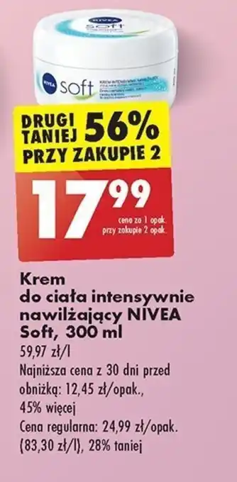Biedronka Krem do ciała intensywnie nawilżający NIVEA Soft, 300 ml oferta