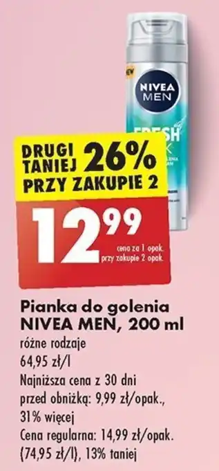 Biedronka Pianka do golenia NIVEA MEN, 200 ml oferta