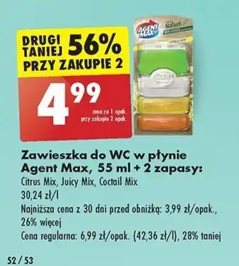 Biedronka Zawieszka do WC w płynie Agent Max, 55 ml + 2 zapasy oferta