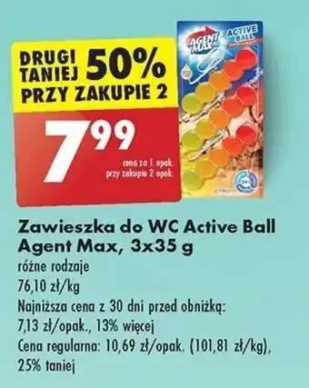 Biedronka Zawieszka do WC Active Ball Agent Max, 3x35 g oferta