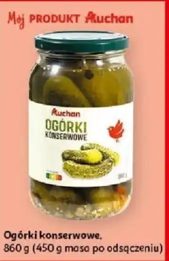 Auchan Ogórki konserwowe, 860 g (450 g masa po odsączeniu) oferta