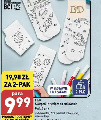 ALDI L&D Skarpetki dziecięce do malowania, 2 pary oferta