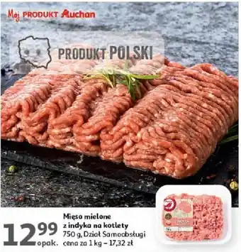 Auchan Mięso mielone z indyka na kotlety 750 g oferta