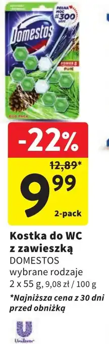 Intermarche Unilever Kostka do WC z zawieszką DOMESTOS 2x55g oferta
