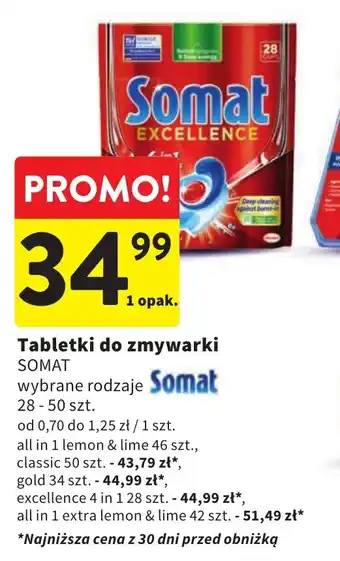 Intermarche Tabletki do zmywarki SOMAT 28-50szt. oferta