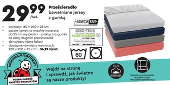 Biedronka Prześcieradło bawełniane jersey z gumką oferta