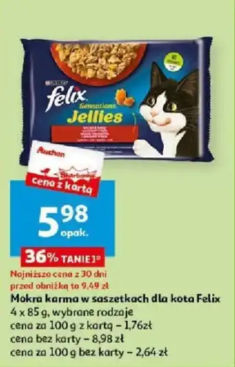 Auchan Mokra karma w saszetkach dla kota Felix 4 x 85 g oferta