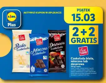Lidl fin CARRE Czekolada biała, mleczna lub deserowa 100g oferta