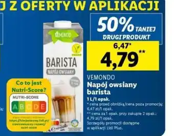 Lidl VEMONDO Napój owsiany barista 1l oferta