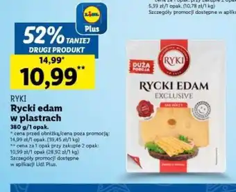 Lidl RYKI Rycki edam w plastrach 380g oferta