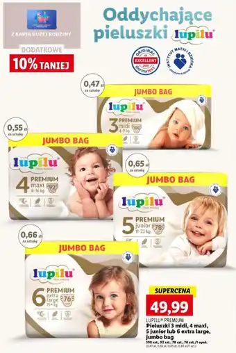Lidl Pieluszki 3 midi, 4 maxi, 5 junior lub 6 extra large, jumbo bag oferta
