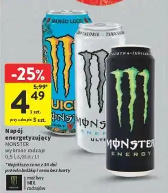 Intermarche Napój energetyzujący MONSTER 0,5 l oferta