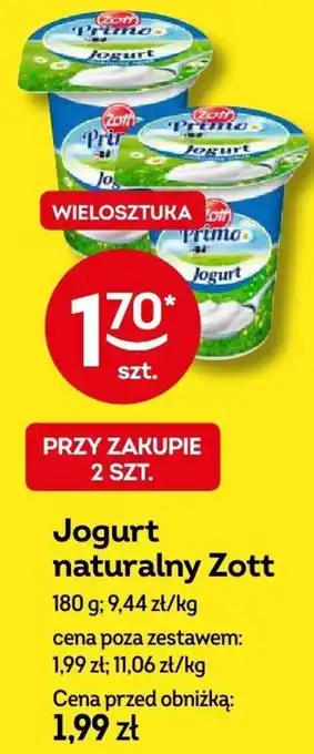 Żabka Jogurt naturalny Zott 180 g oferta