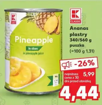 Kaufland Ananas plastry 340/560 g oferta
