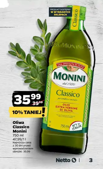 Netto Oliwa Classico Monini oferta