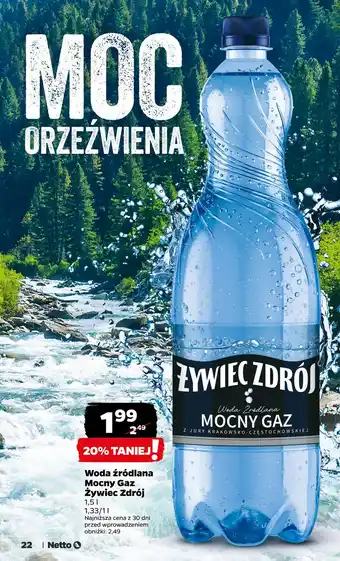 Netto Woda źródlana Mocny Gaz Żywiec Zdrój oferta