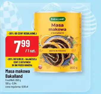 Polomarket Masa makowa Bakalland FoodWell, 850 g oferta