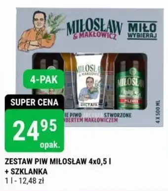 ZESTAW PIW MIŁOSŁAW 4x0,5l + SZKLANKA
