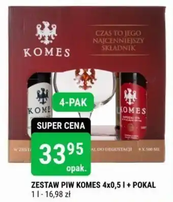 ZESTAW PIW KOMES 4x0,5l + POKAL