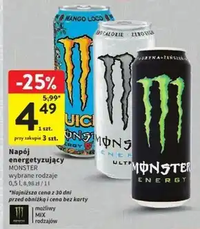 Intermarche Monster Energy Mango Loco Gazowany napój energetyczny 500 ml oferta