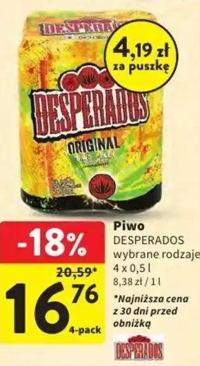 Intermarche Desperados Original Piwo 4 x 500 ml oferta