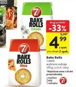 Intermarche 7 Days Bake Rolls Chrupki chlebowe o smaku pizzy 150 g oferta