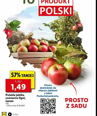 Lidl Jabłka czerwone ligol 1 KG oferta