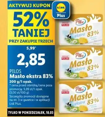 Lidl PILOS Masło elestra 83% 200g oferta