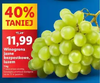 Lidl Winogrona jasne bezpestkowe 1kg oferta