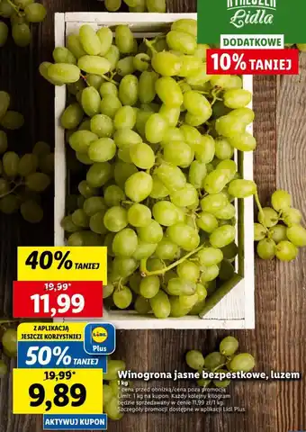 Lidl Winogrona jasne bezpestkowe 1kg oferta