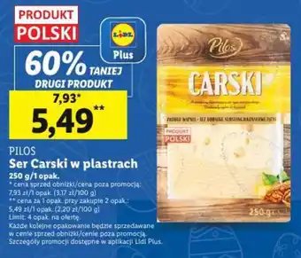 Lidl PILOS Ser Carski w plastrach 250g oferta