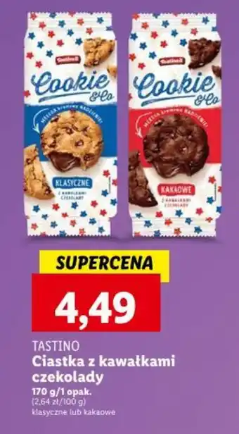 Lidl TASTINO Ciastka z kawałkami czekolady 170g oferta