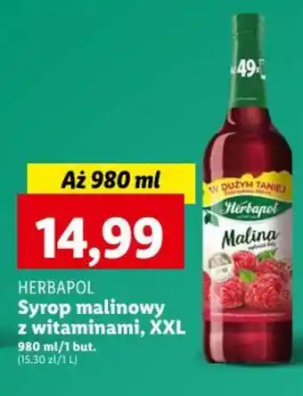 Lidl HERBAPOL Syrop malinowy z witaminami 980ml oferta