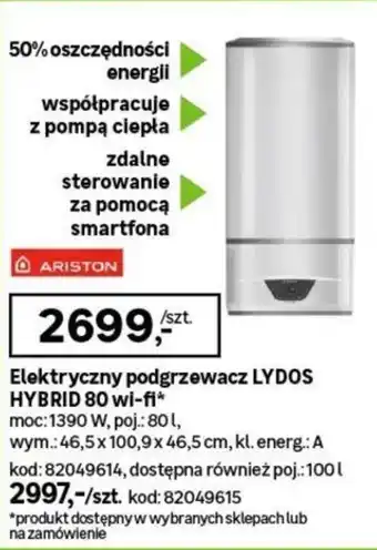 Leroy Merlin Elektryczny podgrzewacz LYDOS HYBRID 80 wi-fi oferta