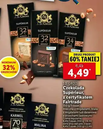 Lidl Czekolada Supérieur, z certyfikatem Fairtrade oferta