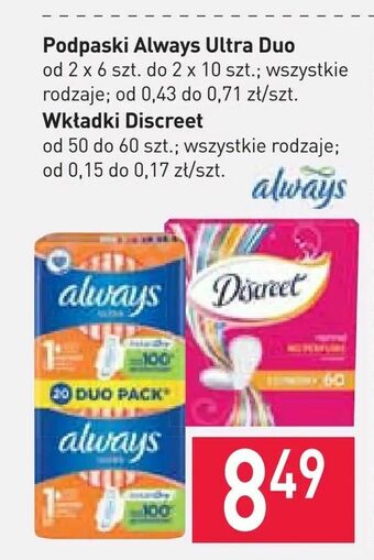 Stokrotka Podpaski Always Ultra Duo, Wkładki Discreet oferta