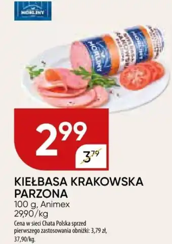 Chata Polska KIEŁBASA KRAKOWSKA PARZONA 100 g, Animex oferta