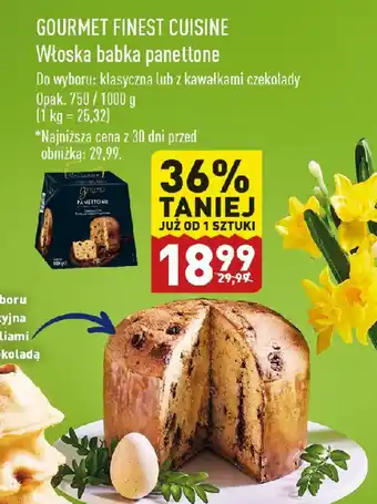 ALDI GOURMET FINEST CUISINE Włoska babka panettone 750 / 1000 g oferta