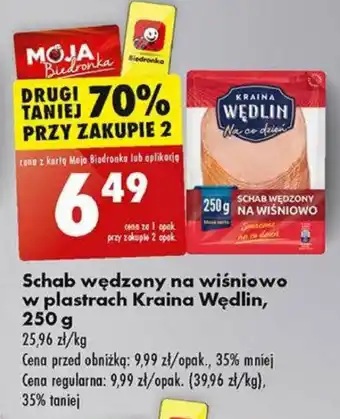 Biedronka Schab wędzony na wiśniowo w plastrach Kraina Wędlin, 250 g oferta