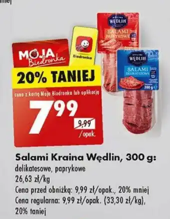 Biedronka Salami Kraina Wędlin, 300 g oferta