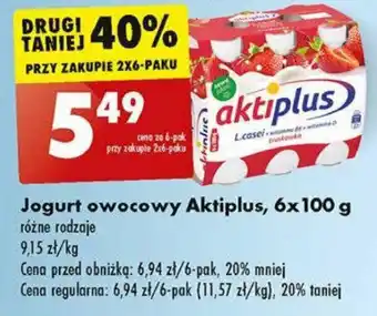 Biedronka Jogurt owocowy Aktiplus, 6 x 100 g oferta