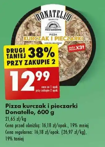 Biedronka Pizza kurczak i pieczarki Donatello 600 g oferta
